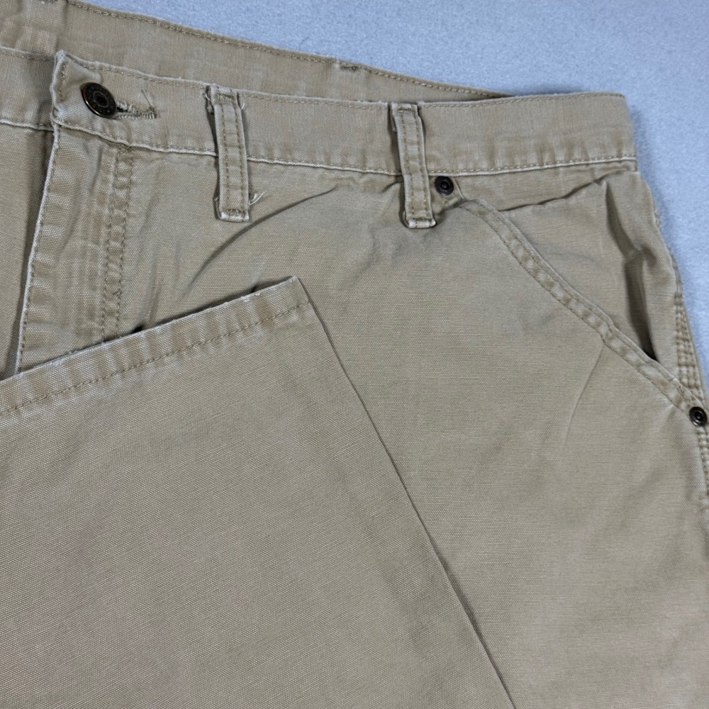 Wrangler Mens Tan Khaki Cotton Canvas Relaxed Fit Carpenter Pants 44x32